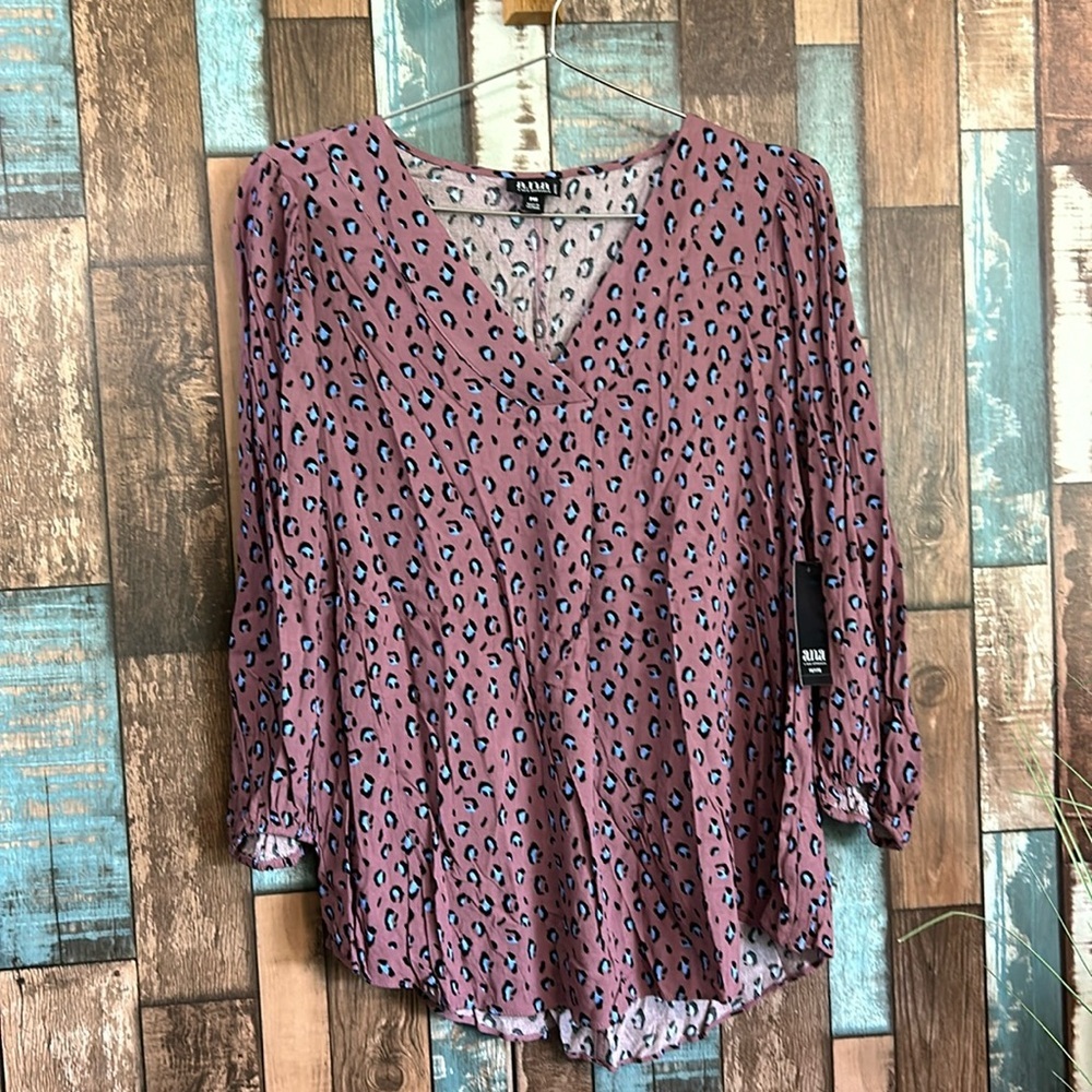a.n.a. PM Mauve animal print rayon top